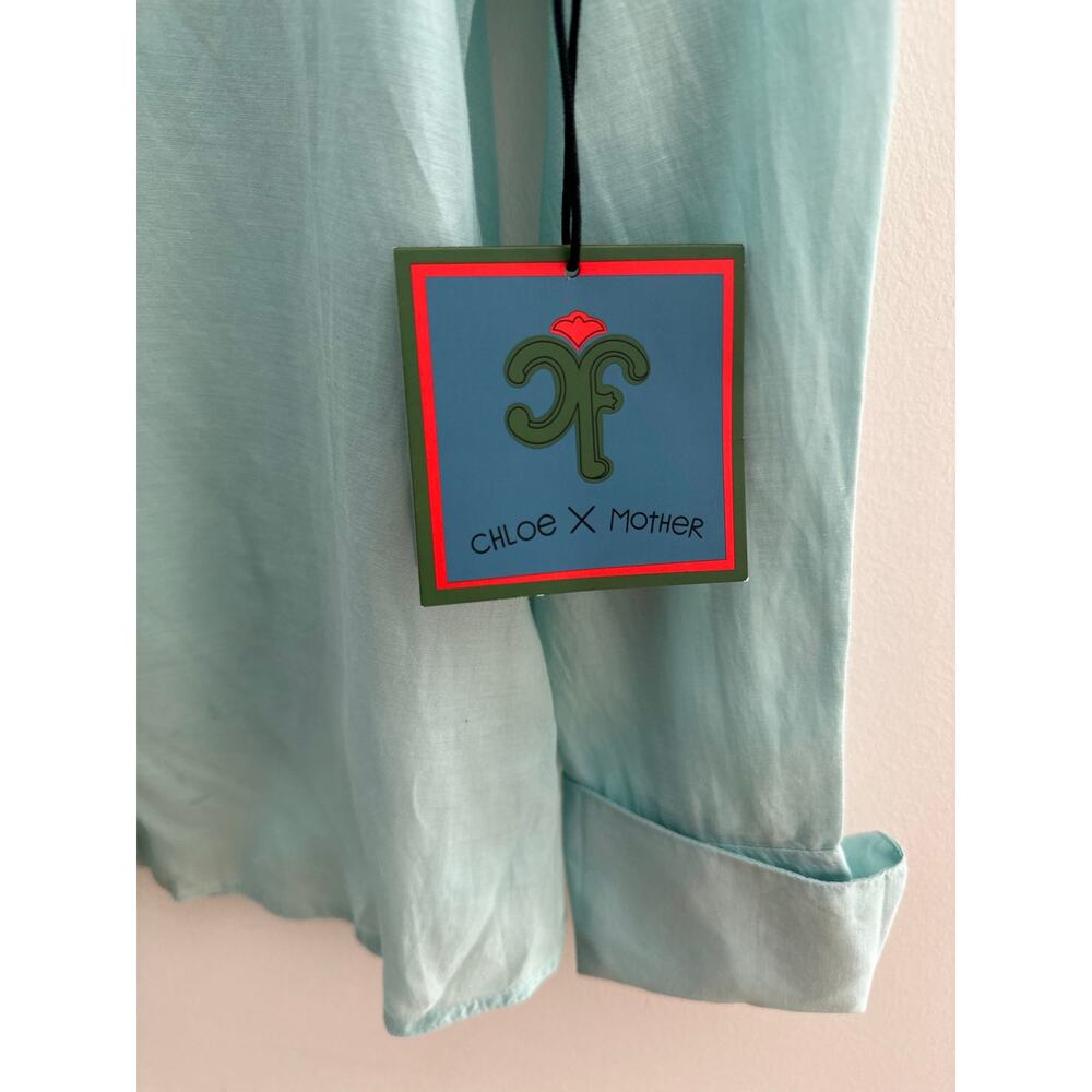 MOTHER x Chloe Fineman The Mayday Shirt Women's Size XS Fly Me Out Larkspur - Picture 2 of 7